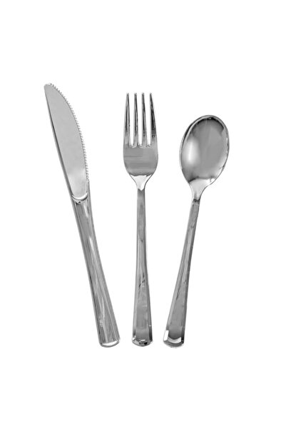 Generic مجموعة أدوات مائدة فضية معدنية فريدة من نوعها مكونة من 18 قطعة