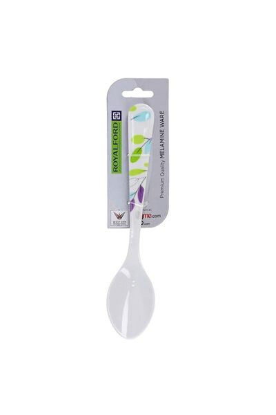 Generic Royalford RF7390LF Melamine Ware Table Spoon - Plain Pattern Cutlery, Long Grip Handle, Polished, u