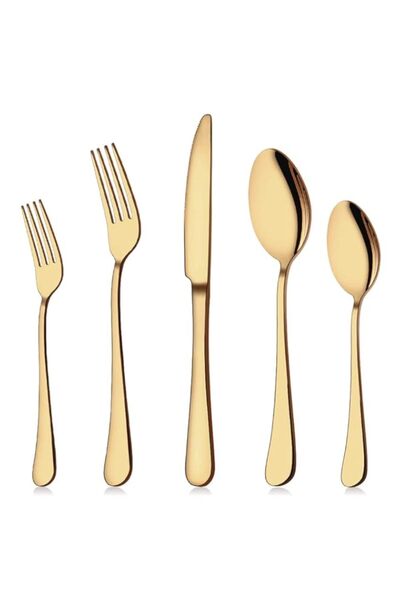 Generic طقم أدوات مائدة فضية ذهبي من Aisoso، مكون من 20 قطعة من أدوات المائدة...