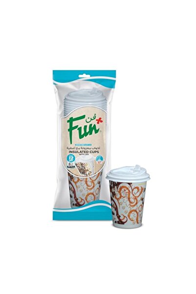 Generic كوب قهوة معزول من الفوم والورق، سعة 8 أونصة، بغطاء، بلون موكا، عبوة م...