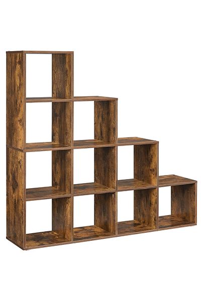 VASAGLE Biblioteca cu 10 compartimente, unitate de depozitare pentru decoratiuni, 29x129x129cm