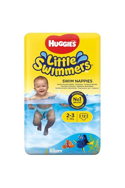 Generic Huggies Little Swimmers, Swim Nappies - Size 2-3, 12 Pants - Adjustable Tabbed Sides for Secure Fit
