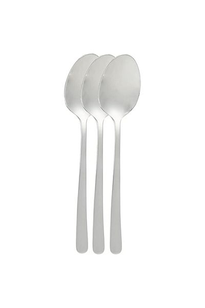 Generic Royalford 3Pcs Stainless Steel Dinner Spoon Set - Plain Pattern Cutlery, Dishwasher Safe, Mirror Po
