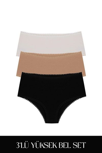 Feu De Elu Cotvie 3 Colors Esk Cotton High Waist Set of 3 Panties