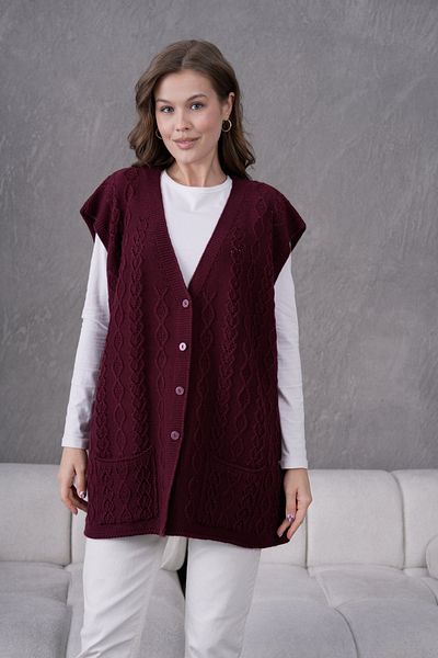 Lamierra Knitwear Super Battal Large Size Knitwear Wool Vest