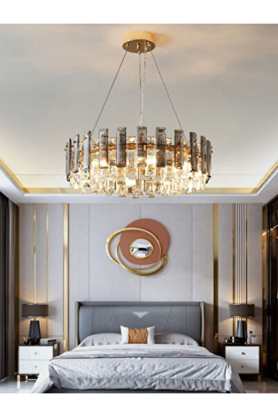 LUXXO Candelabru Madame L, 12xE14, corp aluminiu, decoruri cristal, diametru 100cm