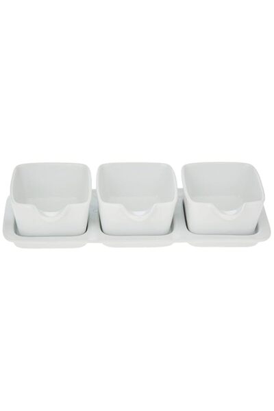 Generic Harmony ceramic bowl with tray set of 4 white white