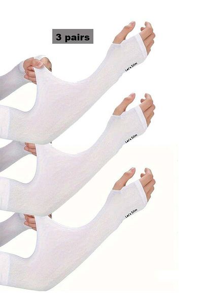 AGD 3 Pairs of Comfortable Arm Sleeves with Thumb Hole, Sun Protection, for Sports, Training, and Cy
