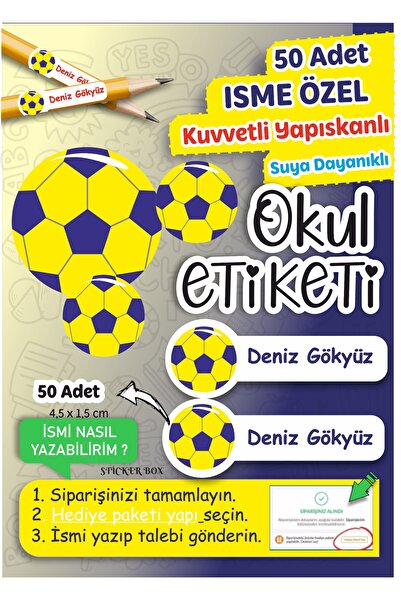 Think And Print Okul Etiketi Kalem Defter isimli Etiket Isim Yazılabilen Sarı...
