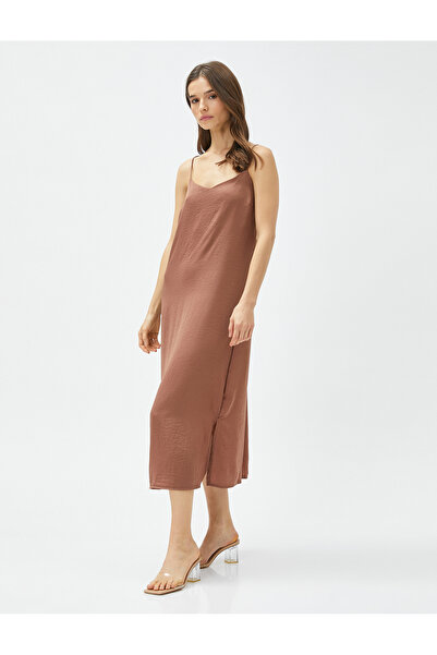 Koton فستان ميدي بفتحة وأشرطة قابلة للتعديل