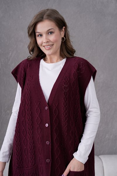 Lamierra Knitwear Super Battal Large Size Knitwear Wool Vest