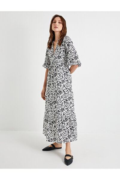 Koton فستان ميدي مزهر بأكمام منتفخة