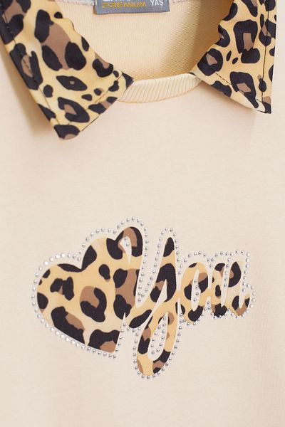 Cansın Mini Set de 2 bucăți pentru fetiță, cu dungi leopard, crem, 20666