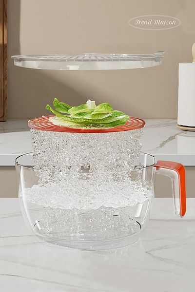 Trend Maison Transparent Unbreakable Lid Vegetable Fruit Rice Strainer Orange