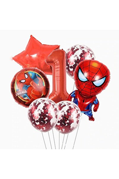 PARTİAVM مجموعة بالونات سبايدرمان لعمر سنة واحدة، بالون على شكل رقم، بالون شف...