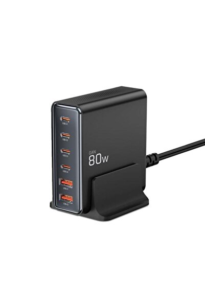 Tech-Protect Încărcător de rețea DC80W, 80W, 3A, 2 x USB-A, 4 x USB-C, Negru