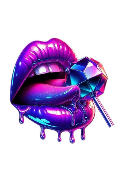 MegaSticker Purple Lollipop and Lip Sticker Car, Motorcycle, Helmet, Laptop, Window Sticker 13X11 cm