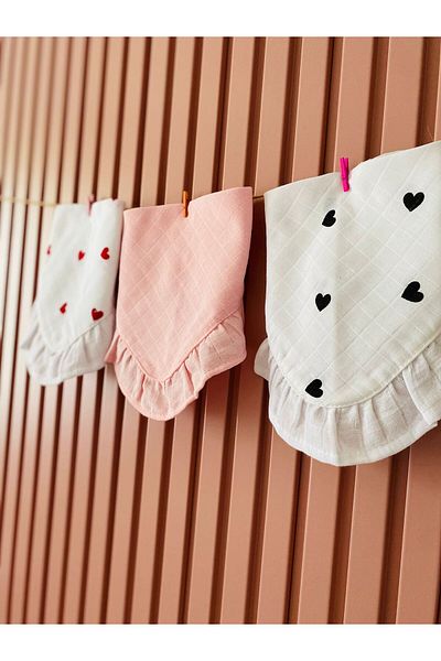 Pedimu 3-Piece Ruffle Detailed Muslin Baby Collar & Drool Bib – Snap Fastener, 100% Cotton Monolove