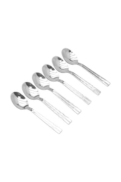 Generic ملاعق قهوة راج سيمفوني - 6 قطع، فضية، مصنوعة من الفولاذ المقاوم للصدأ