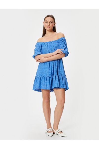 Koton Off Shoulder Cutwork Dress