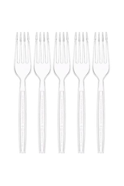 Generic Fun® Heavy-Duty Plastic Fork set Transparent Fork Set - Ideal for Eating Salad, Dessert, Appetizer,