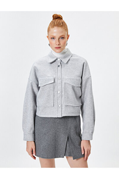 Koton Shacket Double Flap Pockets Soft Textured Relax Cut