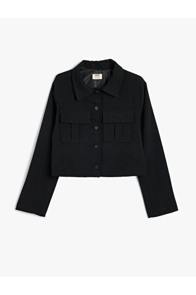 Koton Black Girl's Long Sleeve Shacket