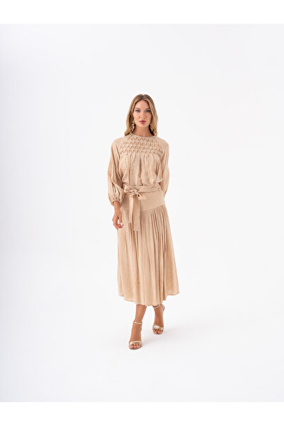 SERPİL Kuşak Detaylı Kloş Etek