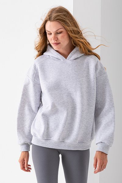 GİYSA Women's Hooded 3-Strand Basic Oversize Sweatshirt Gray - 2672