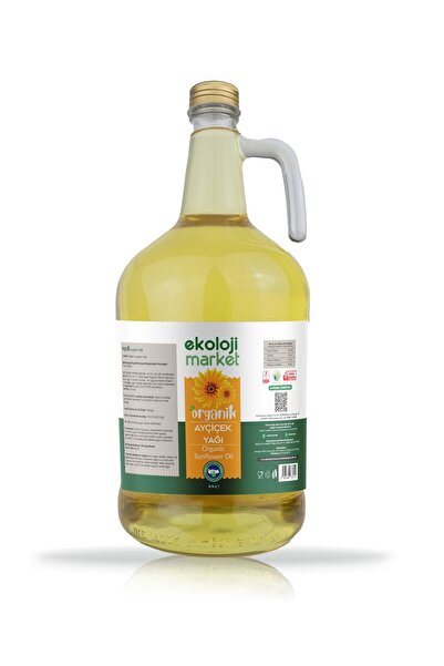 Ekoloji Market Organik Ayçiçek Yağı Cam Şişe 3,1 Lt