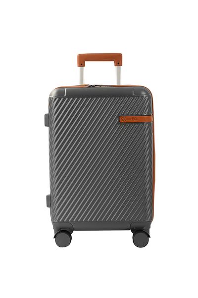 Quasar & Co. Large trolley 74x48x30cm, checked luggage, suitcase with lock, suitcase with 4 double wheels 360°, ABS, gray