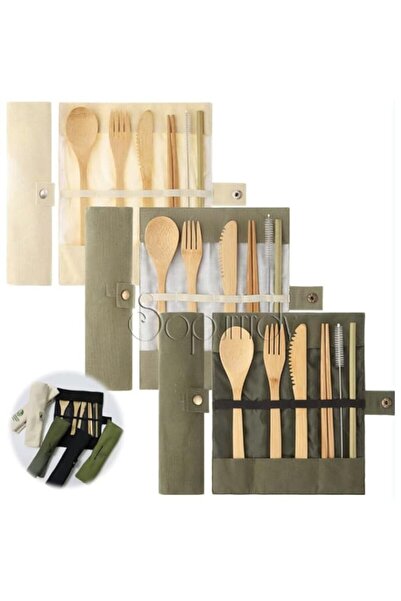 Generic مجموعة أدوات المائدة للسفر (أبيض)