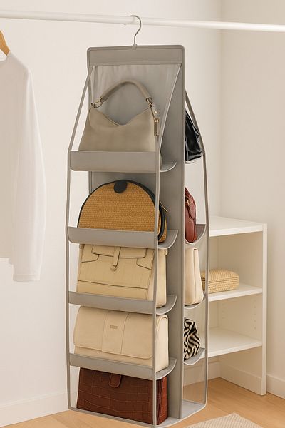 Pazar Kapısı Bag Organizer 10 Compartment Organizer with Strap Gray
