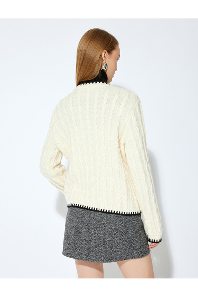 Koton Women's Beige Cable Knit Cardigan