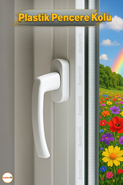 Badem10 Beyaz PVC Pencere Kolu Pimapen Uyumlu, Sağ-Sol Açılır, Yedek Balkon V...