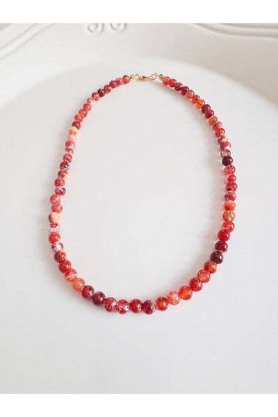DEVİ fashion Natural Stone 6 mm Necklace 44 cm