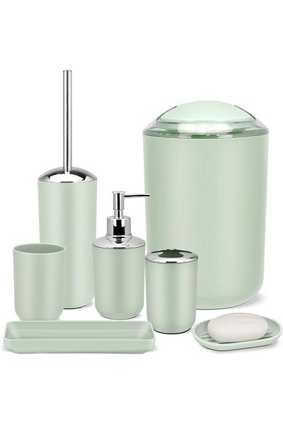 Bathroom Life IMAVO Bathroom Accessory Set - 6 Piece Green Bathroom Accessories Set