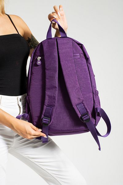 NEMO BAGS Purple Unisex School Bag, Laptop Travel Backpack, Crinkle Waterproof Fabric, 21 Lt, 40X30Cm