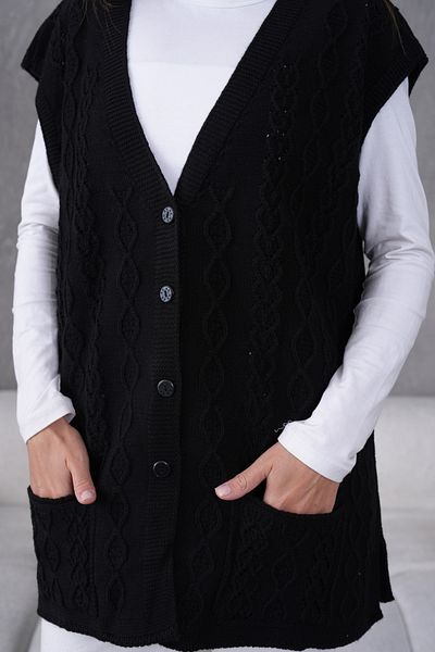 Lamierra Knitwear Wool Vest Super Battal Large Size