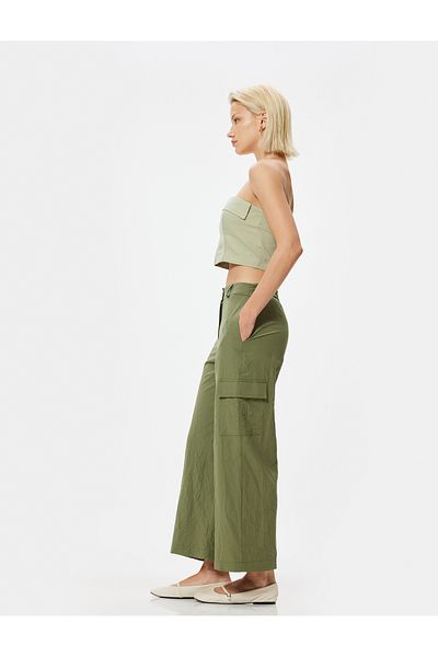 Koton Khaki Women's Wide Leg Cargo Pants