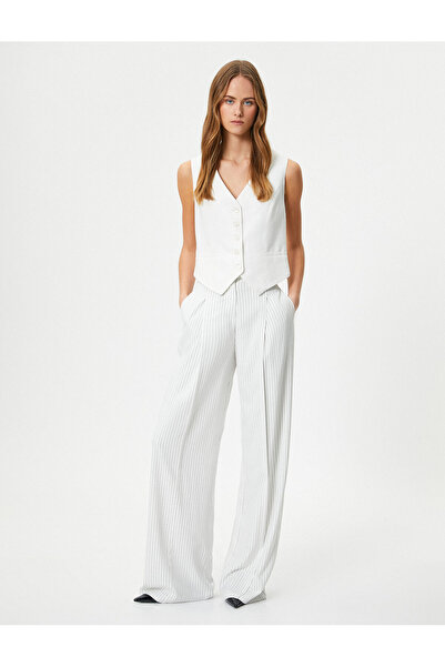 Koton بنطلون بالازو نسائي أسود عالي الخصر