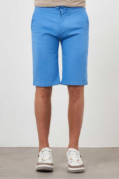 Morven Men's Blue Cotton Plain Pattern Dynamic Fit Shorts