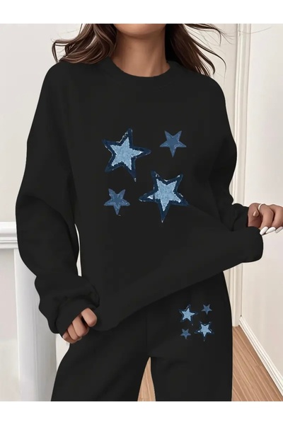 FUFLUNS ΣΕΤ ΦΟΡΜΑΣ ΜΠΛΕ ΑΣΤΕΡΙ ΜΕ ΣΤΑΜΠΑ UNISEX OVERSIZE ΠΟΔΗΛΑΤΟ ΚΑΤΩ/ΕΠΙΣΤΡΟΦΗ