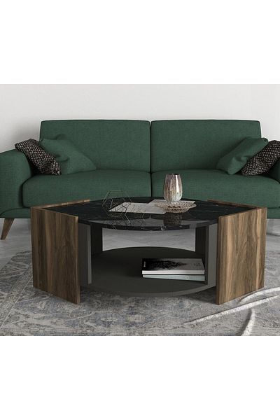 UnicUtil Masă de Cafea, BlackStone Harmony, UnicUtil, 75 x 75 x 40 cm, Maro-Negru, UUMC29