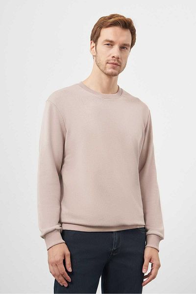 Morven Men's Stone Basic Crew Neck Sweat-Shirt