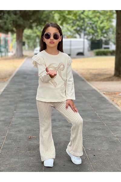 ALPİDS Embroidered Detail Fisto Sleeved Knitwear Pants Girl's Set