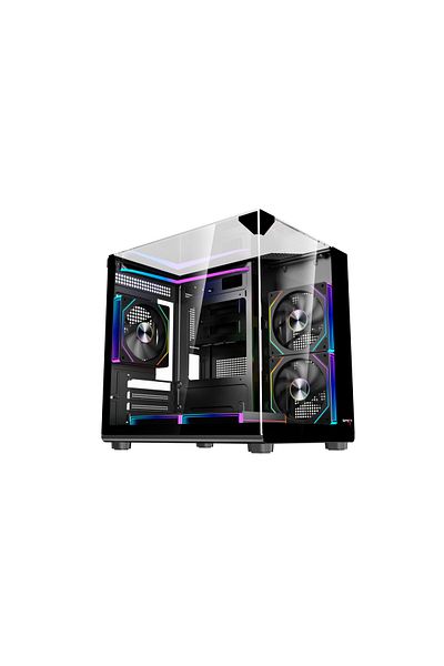 SPEARPC حافظة SPEAR COVID 55 ECOS، مقاس M-ATX/ITX، 5 مراوح ARGB، موزع وجهاز تحكم عن بعد، USB 3.0، تبريد سائل 240 مم