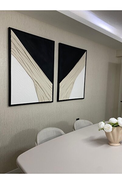 VENGA CONCEPT Dokulu Tablo 3 Boyutlu Tablo Alçı Tablo İskandinav Tablo Minimalist Tablo El Yapımı Tablo Doku Sanat