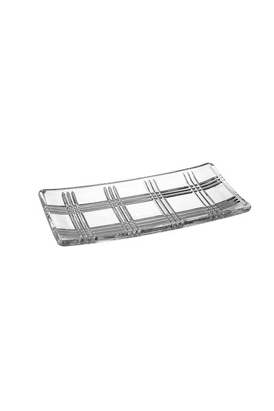 Dania Rectangular clear glass serving plate for pastries, sweets and fruits, size 27*14 cm