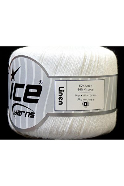 Ice yarns 6x50gr. LINEN Viskon, Keten Beyaz Viskon, Yazlık İplikler, Keten